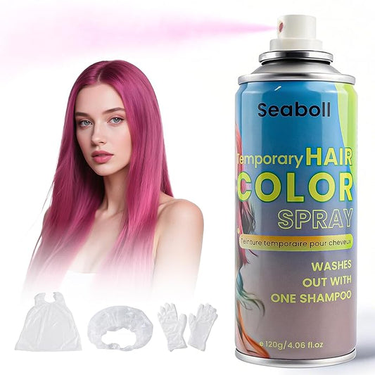 Pink Hair Spray, Temporary Hair Color Spray for Women Men– Safe Non Sticky Washable One Day Hair Dye Spray, Disposable Accessories Included, for Halloween Cosplay Party DIY Costume Pet Fun