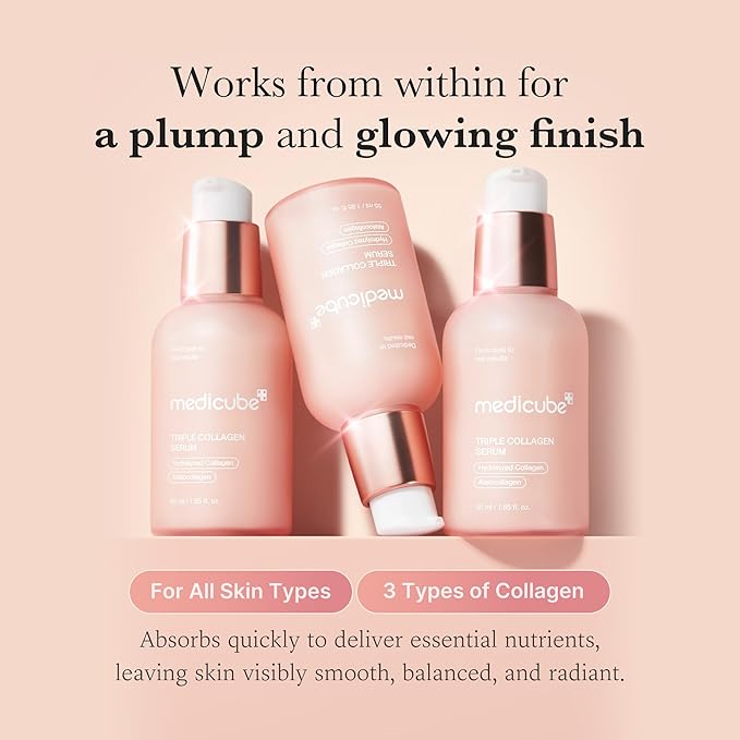 medicube Triple Collagen Nourish and Hydrate Duo: Triple Collagen Cream and Triple Collagen Serum | Niacinamide, Hyaluronic Acid for Glowing, Fimer-Looking Skin | Korean Skin Care, Stocking Stuffers