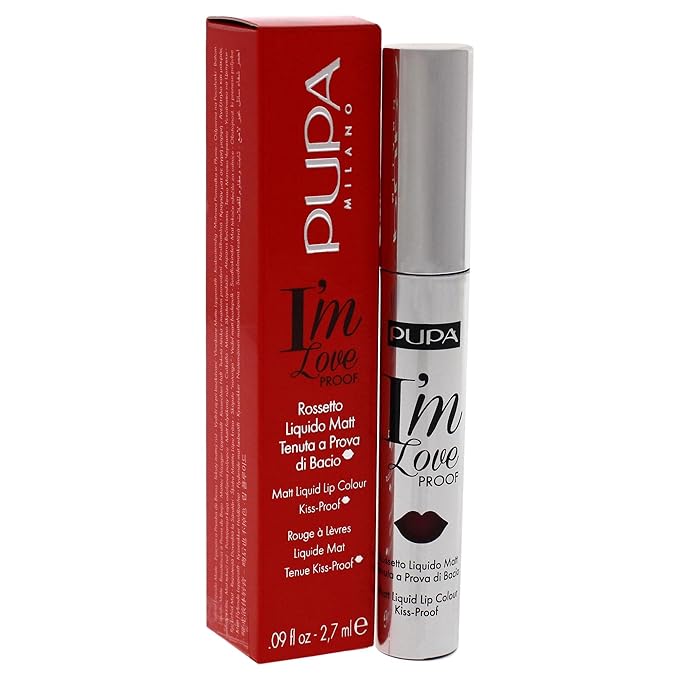 Pupa Milano I Am Love Proof Matt Liquid Lip Color - 012 Burgundy Red for Women - 0.09 oz Lipstick