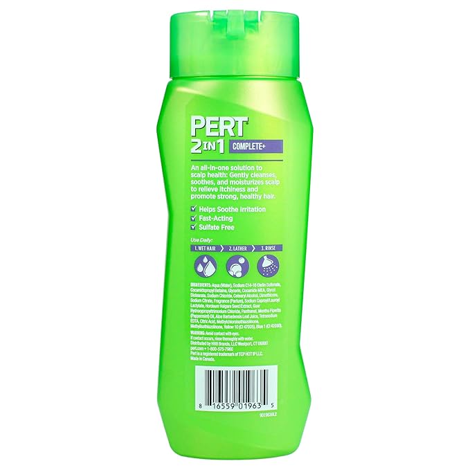 Pert 2 in 1 Complete Plus Scalp Care Shampoo and Conditioner - Itchy Scalp Treatment - Sulfate Free Shampoo and Conditioner for Healthy Hair - 13.5 oz (Pack of 4)
