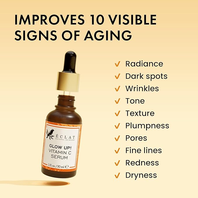 Eclat Skincare Vitamin C Face Serum - Skin Care for Dark Spots, Vitamin C Serum with Hyaluronic Acid, Ferulic Acid, & Vit E - Anti Aging and Skin Brightening, Vit C Face Care 1 Fl Oz