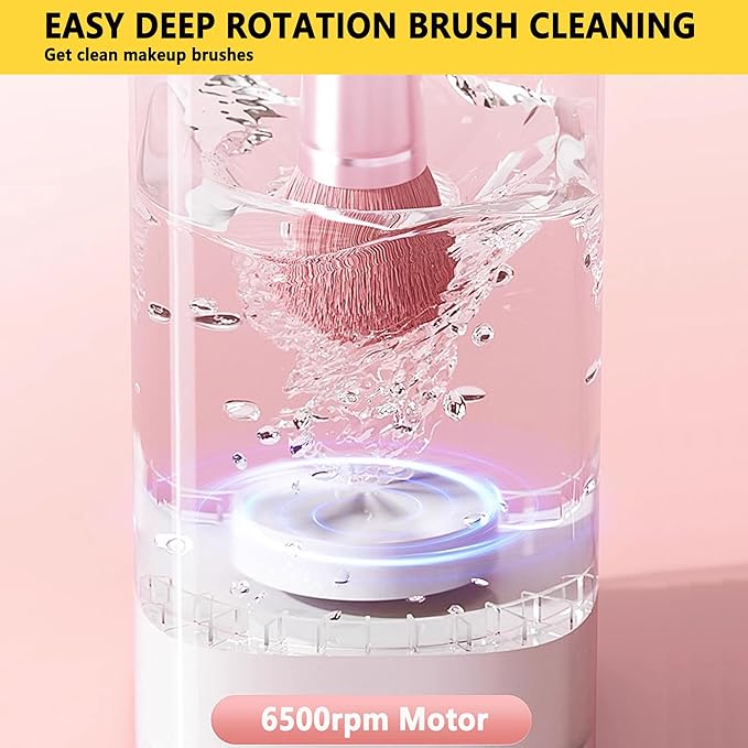Electric Makeup Brush Cleaner Machine, Rechargeable Spinning Makeup Brush Cleaner, Automatic Cosmetic Brush Cleaner Machine For All Size Makeup Brushes, Makeup Brush Cleaner with Mat