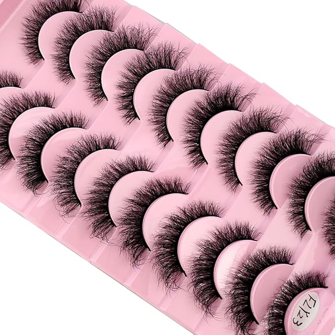 HBZGTLAD New 10 Pairs 3D Mink Lashes False Eyelashes Handmade Wispy Fluffy Long Lashes Natural Eye Makeup Tools Eye Lashes(Fly-23)