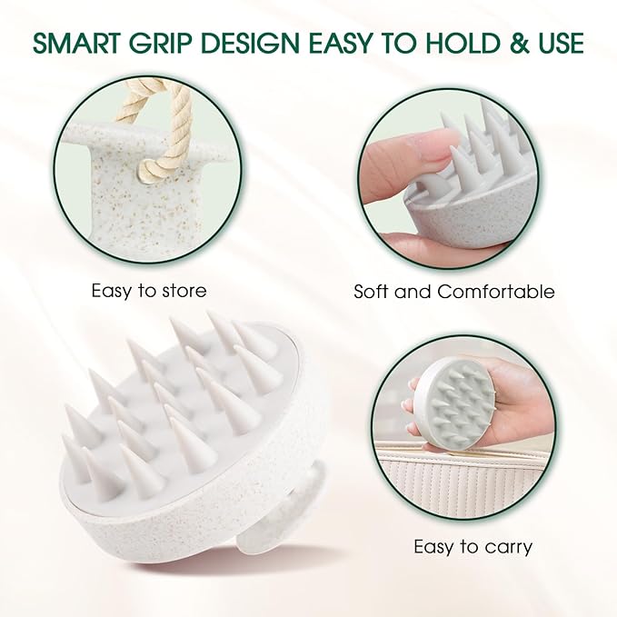 Silicone Scalp Massager Brush for Hair Growth – Manual Shampoo Scrubber for Wet & Dry Use – Scalp Exfoliator Brush & Head Massage Tool, Ideal for Hair & Pets (Pink)