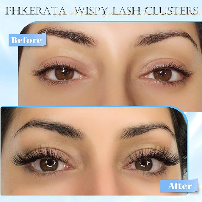 Natural Lash Clusters Eyelash Extensions Wispy Individual Lashes 120 pcs Eyelash Clusters 10-16 mm Mix Length DIY C Curvature Lashes Clusters, Soft and Lightweight