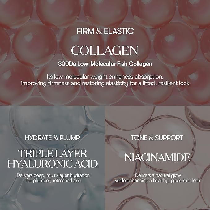VT COSMETICS CICA Collagen Daily Mask 30 Sheets, 300Da Low Molecular Collagen for Skin Elasticity, Hydrating & Firming, Pink Collagen Essence, Korean Face Mask