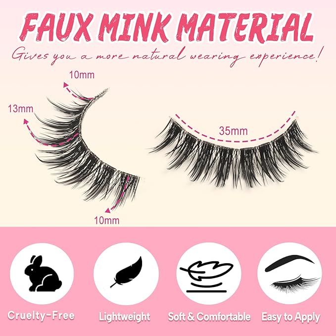 Ahrikiss Manga Lashes Spiky False Eyelashes C Curl Fake Lashes Natural Look 10 Pairs Anime Fake Eyelashes with Clear Band Wispy Faux Mink Lashes Look Like Individual Lashes (Anime)