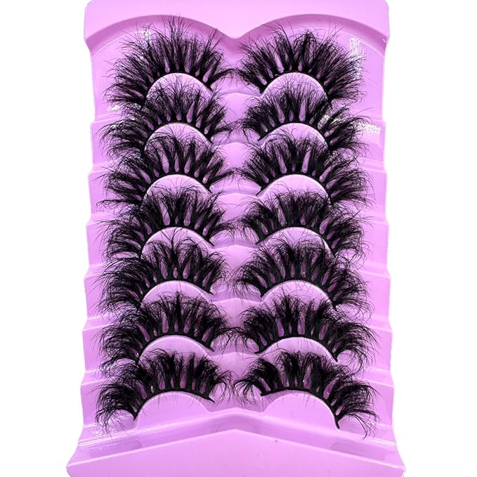 HBZGTLAD Mink Lashes Fluffy False Eyelashes 25mm Dramatic Faux Mink Eyelashes Natural Look Cat Eye Volume Eye Lashes Multipack (LD38)