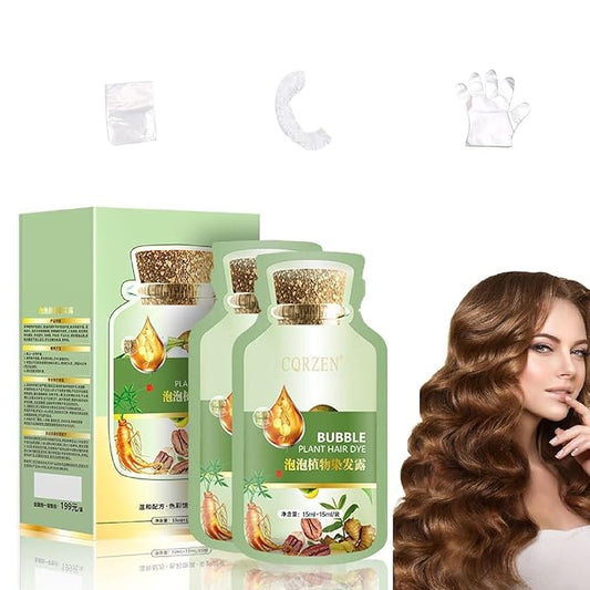 HUANG YI Natural Plant-Based Hair Color, Botanical Bubble Shampoo (Coffee)