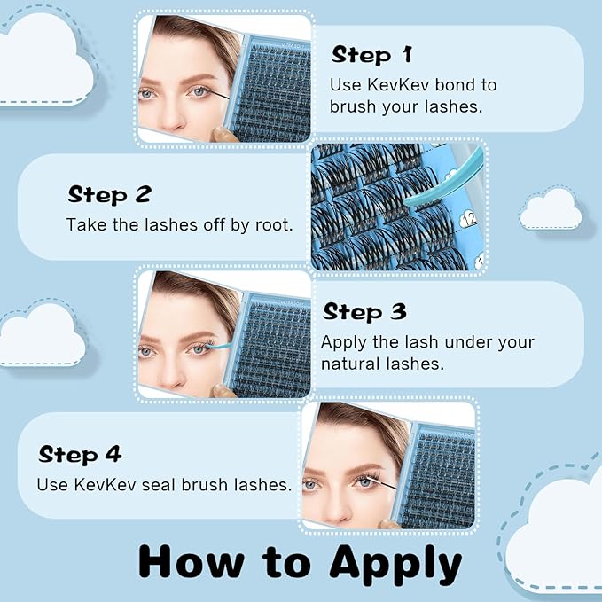 Lash Clusters 144 Pcs Cluster Lashes Fluffy Eyelash Clusters DIY Cluster Eyelash Extensions(Marshmallow,D-10-18mix)