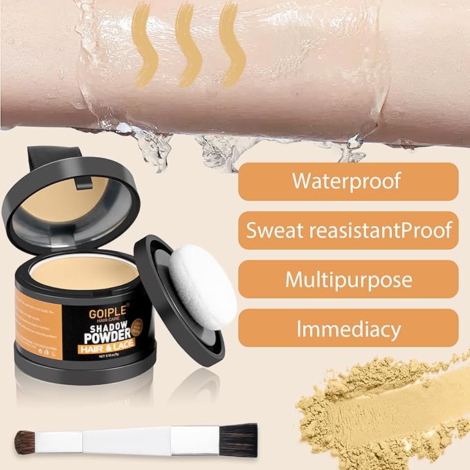 Root Cover Up Powder Hairline Powder for Women Root Touch Up Hair Color for Bald Spots, Eyebrows, Beard Line, Light-Blonde Hair Fibers for Thinning Hair Shadow Cover Up 2 Pack (Light Brown)