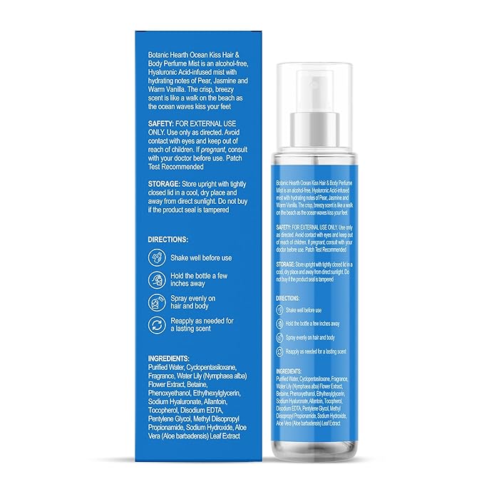 Botanic Hearth Ocean Kiss Hair Perfume & Body Perfume Mist with Hyaluronic Acid – Alcohol-Free Refreshing Fragrance Spray, Long Lasting Hydrating Mist for Women & Men, 3.4 fl oz