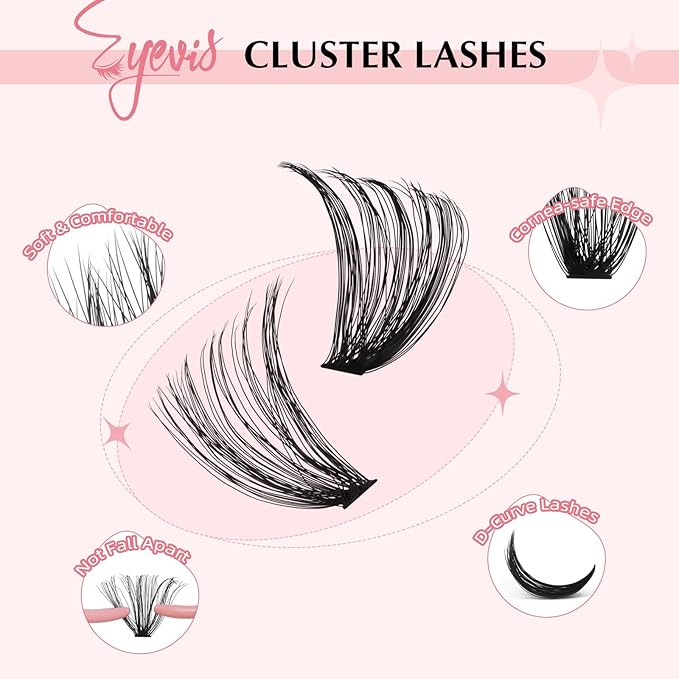 Volume Lash Clusters 60D+80D Thick Eyelash Clusters D Curl Cluster Eyelash Extensions 10-18mm Ultra-Soft Individual Lashes DIY Lash Clusters at Home（60D+80D, 10-18mm）