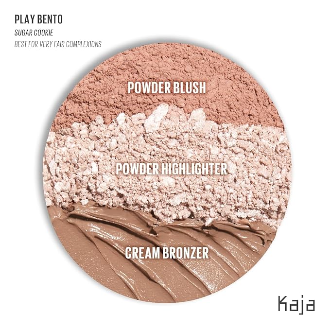 Kaja 3-in-1 Blendable Sculpting Trio - Play Bento | with Mango Seed Butter, Cream Bronzer, Powder Blush, and Highlighter, 00 Sugar Cookie