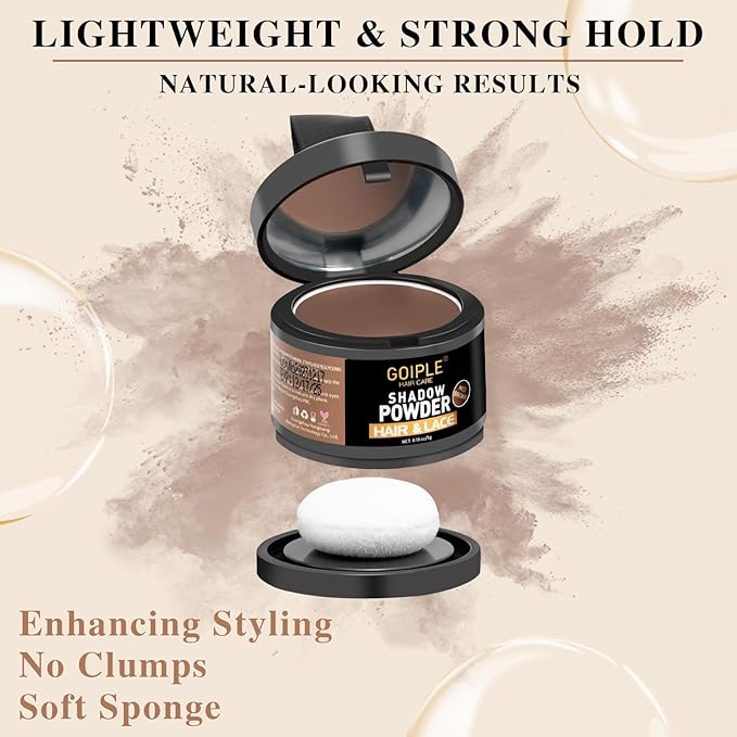 Root Cover Up Powder for Women - Medium Brown Hairline Powder for Bald Spots, Eyebrows, Beard Line, Light-Blonde Hair Fibers for Thinning Hair Shadow Powder 2 Pack