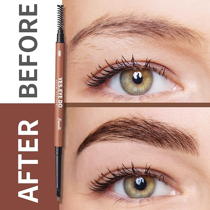 Dark Brown Eyebrow Pencils, Mechanical Brow Pen, Automatic Dual-sided Microfilling Eye Brow Makeup Pen for Brows Precise Defining Filling Sculpting, Longlasting Water-restistant,Chocolate YES.EYE DO