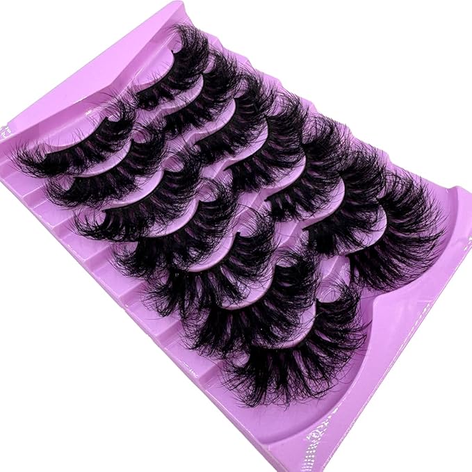 HBZGTLAD Mink Lashes Fluffy False Eyelashes 25mm Dramatic Faux Mink Eyelashes Natural Look Cat Eye Volume Eye Lashes Multipack (LD36)