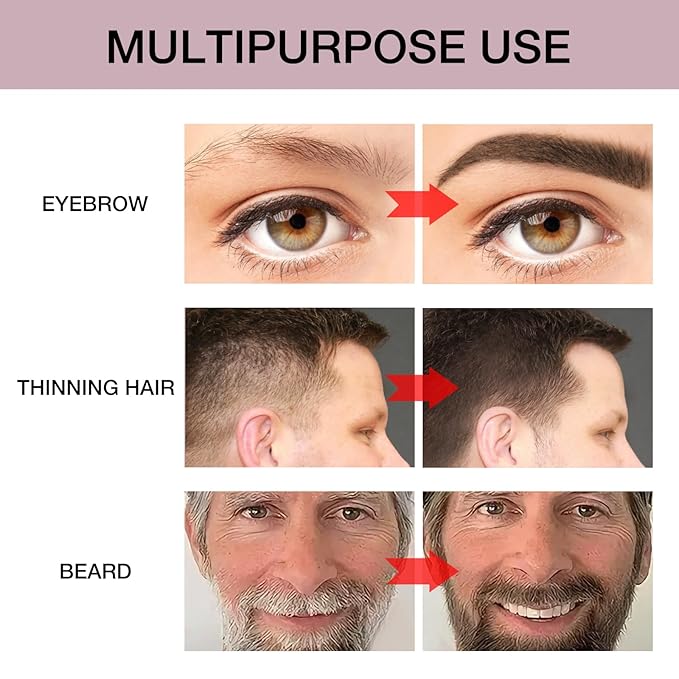 Hair Mascara for Gray Hair, 3 In 1 Hair Color Concealer Stick with Precision Applicator, Temporary Hairline Filler, Multi-Purpose Mascara for Eyebrow and Beard（Dark Brown）