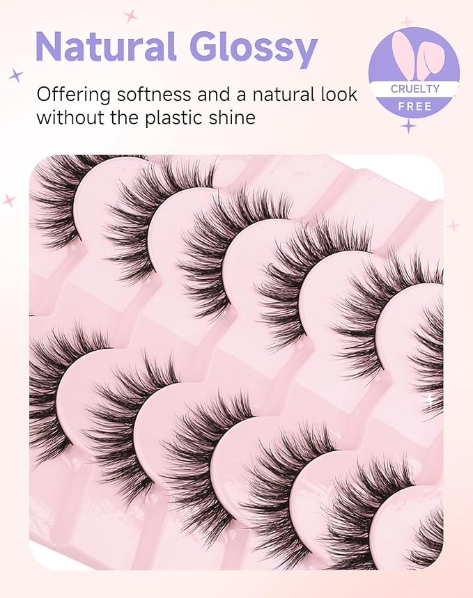 Natural Lashes Natural Eyelashes Natural Look Wispy Lashes Mink Lashes False Eyelashes Fake Eyelashes C Curl Lashes Strip Lashes Pure-06