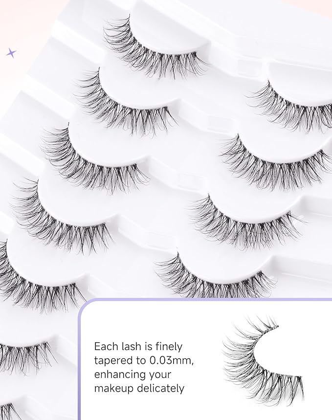 Wispy Lashes Natural Eyelashes - Fake Eyelashes with Clear Band - Light-01