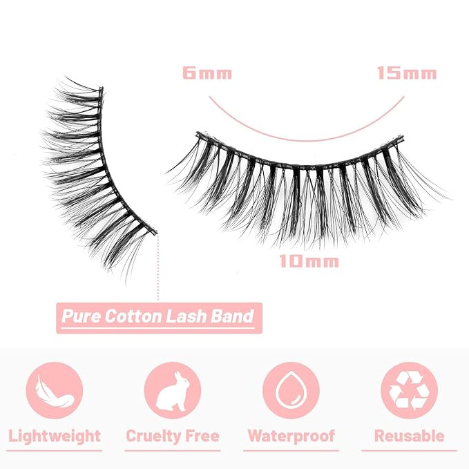 False Eyelashes 20 Pairs Wispy Lashes Faux Mink Lashes 14mm 3D Fluffy Cat Eye Lashes （style 20-057)