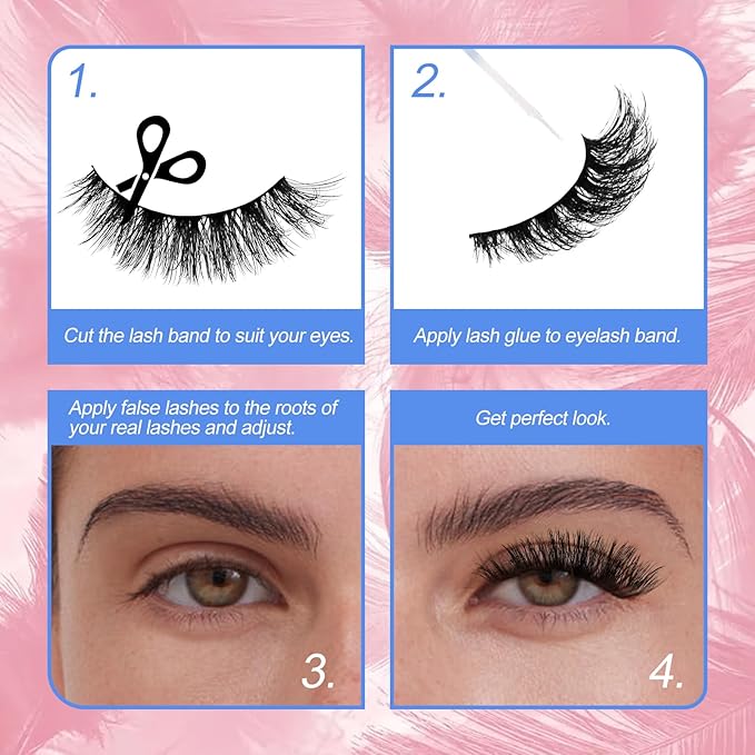 Fake Eyelashes Fluffy Strip Lashes Mink False Lashes Comfortable False Eyelashes By GEMERRY(10 Pairs, A04)