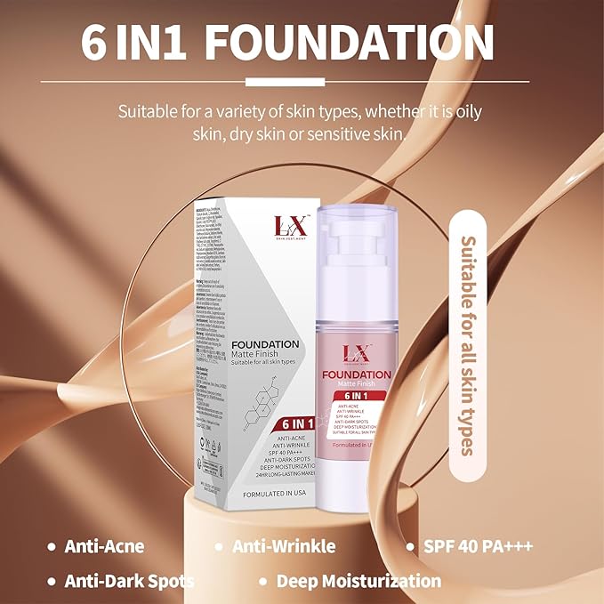 6-in-1 Makeup Infused with 1% Hyaluronic Acid- Matte + Poreless Liquid Foundation For A Glowing & Soft-Focus Look, Suitable for All Skin Types (403 Deep, 6-in-1 Makeup Foundation)