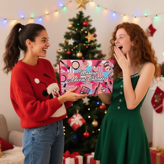Makeup Advent Calendar 2025 Teen Girls Women Beauty Make Up Advent Calendar, 24 Days 2025 Christmas Countdown Full Makeup Kits Beauty Skincare Sets Gifts For Teen Girls women