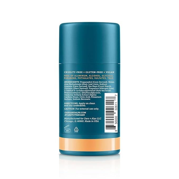 Oars + Alps Deodorant for Men & Women, Aluminum Free Deodorant for Men, Dermatologist Tested, Clean Ingredients, Vegan, Long Lasting, Mandarin Woods, 2pk, 2.6oz