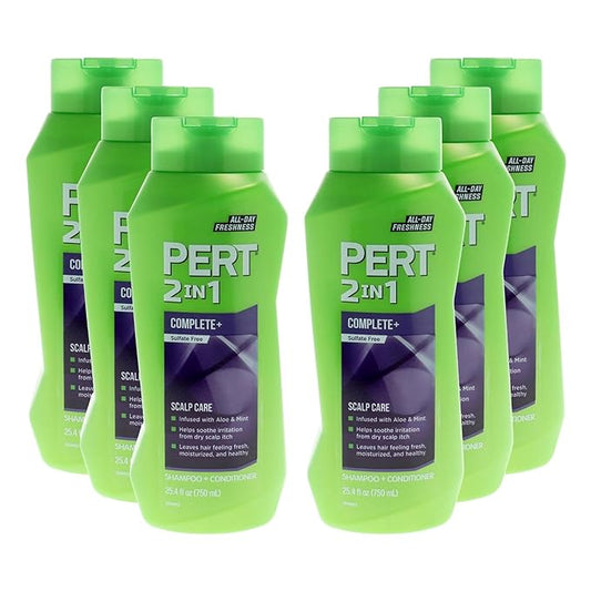 PERT 2 in 1 Complete Plus Scalp Care Shampoo and Conditioner - Itchy Scalp Treatment - Sulfate Free Shampoo and Conditioner for Healthy Hair - 6 pc