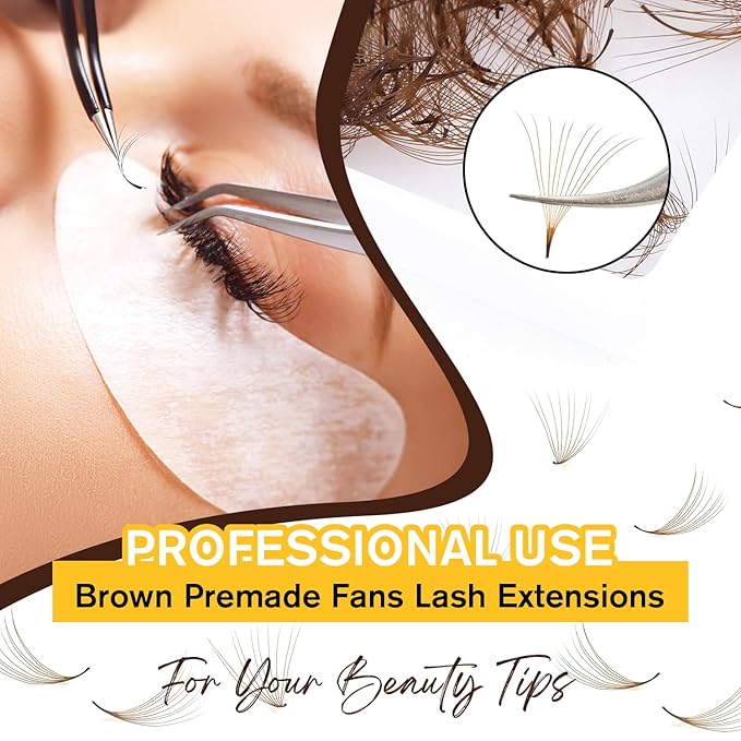 500 Premade Fans Lash Extension 10D 0.05 D Curl Dark Brown Promade Fans 12mm Premade Lash Fans Middle Stem Handmade Loose Fans Soft Pointy Base Volume Pre made Eyelash Fans(10D,0.05-D-12MM)