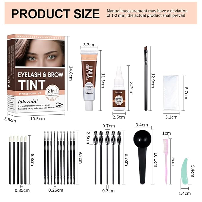 25-piece set Lash Color Kit,Professional Lash & Brow Coloring Kit, Lasting for 4-6 Weeks DIY Hair Color for Home(Brown)