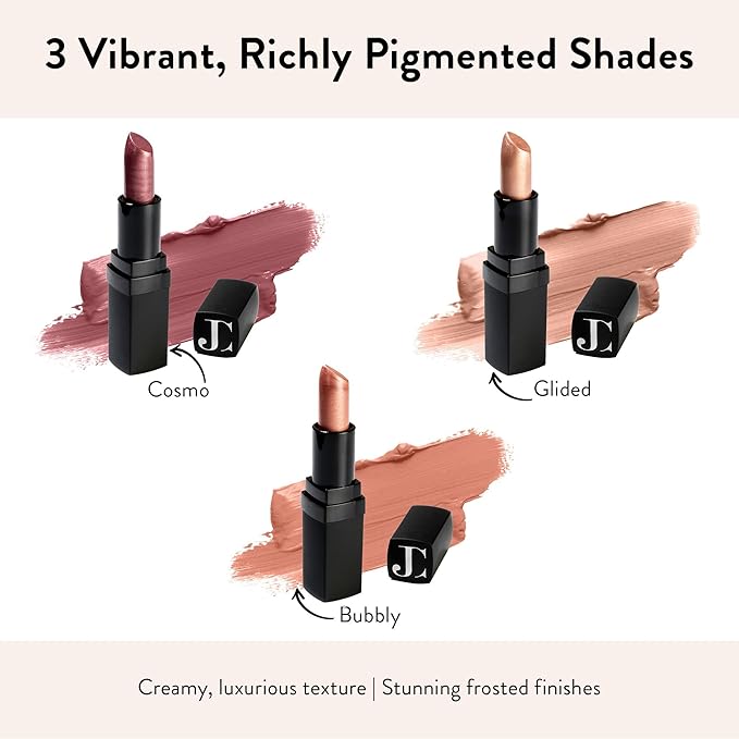 Juwel Cosmetics Frosted Finish Lipstick, Long Wear Moisture-Rich Shades with Natural Minerals, Matte Lipstick Contains Shea Butter, Grapeseed & Avocado Oils, Lead-Free, Bubbly