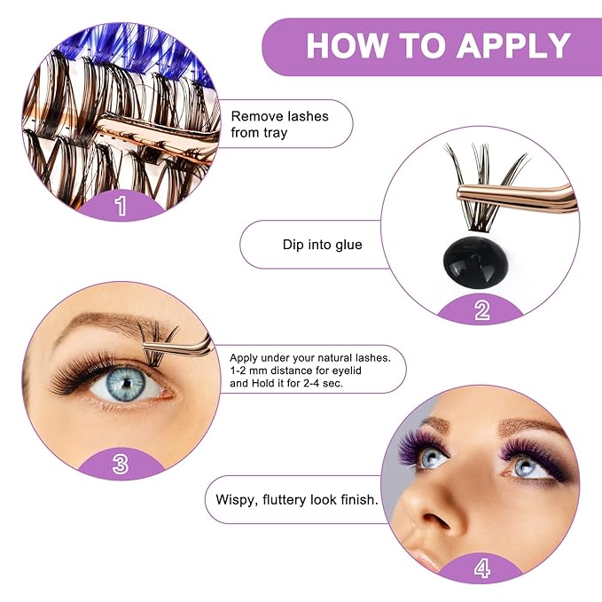B&Q Lash Clusters Colored DIY Eyelash Extensions 280 Clusters Lashes 40D-D-16mm 7 Color Mix Volume Eyelash Clusters Wispy Individual Cluster DIY at Home(7MIX,40D-D-16mm)