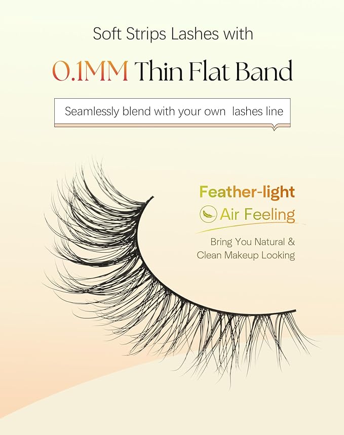 Lashes Cat Eye 15MM Wispy Eyelashes Natural Lash Strips with 0.1MM Thin Band C Curl False Lashes Pack Cat Eyelashes 3D Volume ChirpyLuna Natural Eyelash Pack, 7 Pair