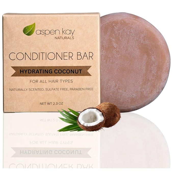 Coconut & Argan Oil Conditioner Bar, Deep Moisturizing for Dry Damaged Hair. Hydrating & Nourishing Solid Conditioner for Curly, Coily & Color Treated Hair, Vegan & Sulfate free, USA Made. 2.3 oz.