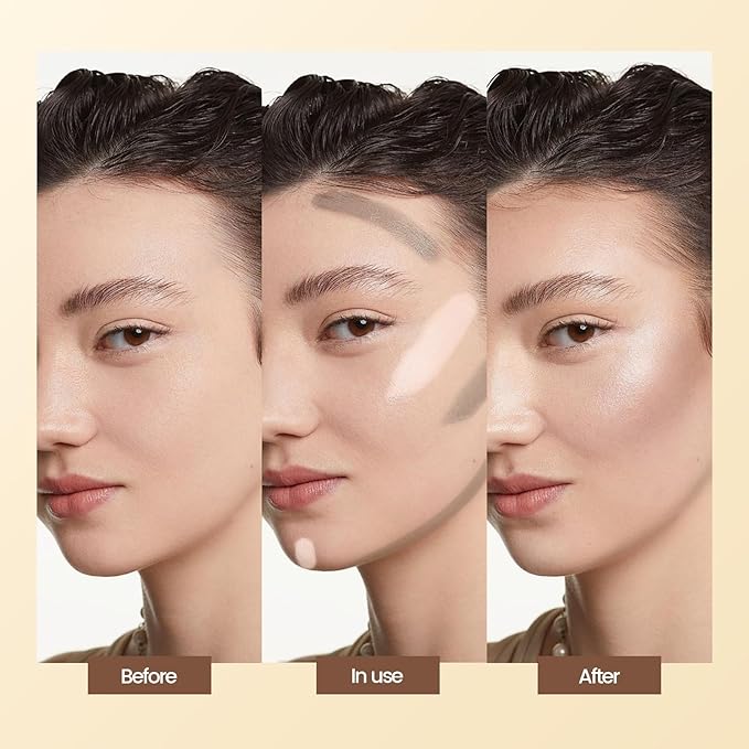 Noerrors 2-in-1 Shimmer Highlighter & Cool Toned liquid Contour Makeup Stick for Face Shaping, Long Wear Waterproof Blendable Lightweight Grey Cream Bronzer & Highlight for Pale Fair Light Olive Skin