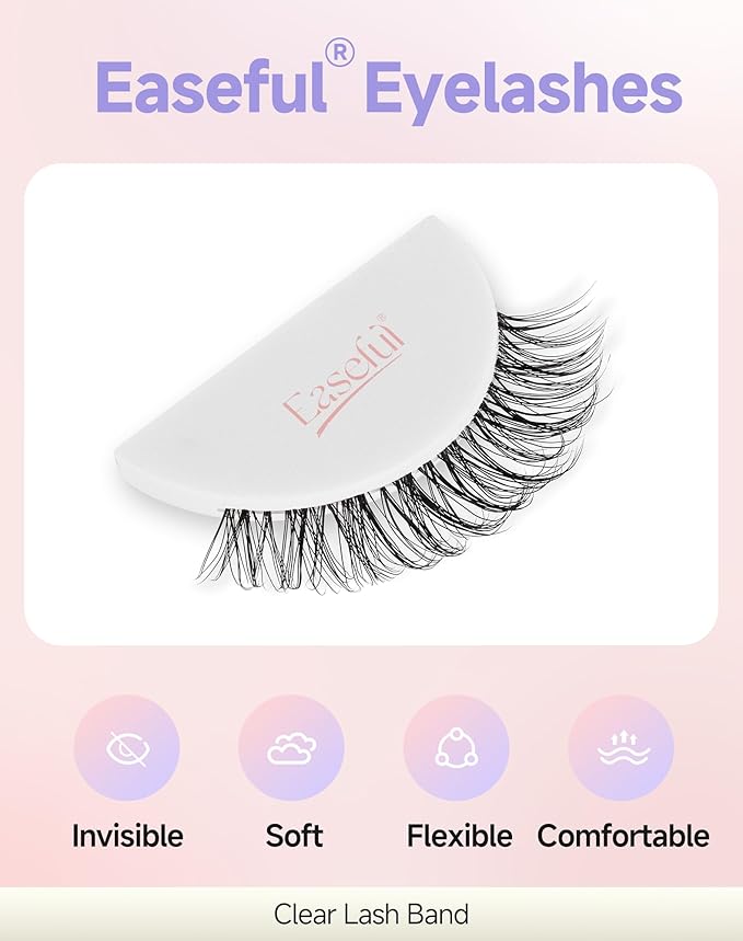 Wispy Lashes Natural Look Natural Eyelashes Fake Eyelashes False Eyelashes Strip Lashes Wispy Eyelashes Clear Band Lashes Light-06
