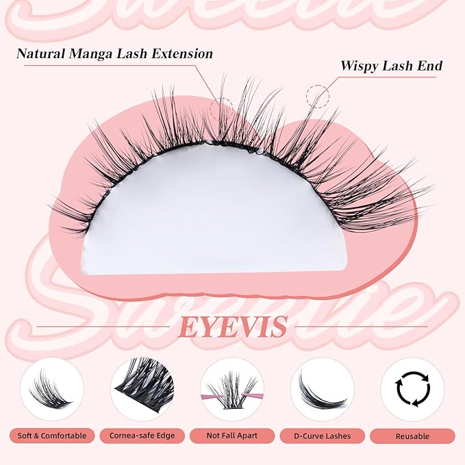 Lash Clusters Kit 144PCS Lash Clusters D Curl Lash Extension Kit 8-16MIX Eyelash Clusters with Eyelash Applicator Tool DIY Lash Extension Kit(Sweetie,8-16MM)