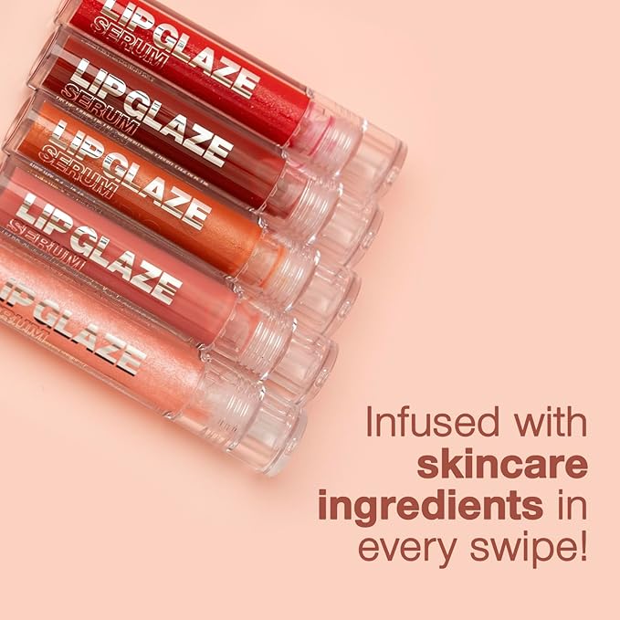 Palladio Lip Glaze Serum, Hydrating Lip Gloss with Peptides & Hyaluronic Acid for Plump, Smooth, and Nourished Lips – Vegan, High-Shine, Non-Sticky Finish (Blush Brulee)