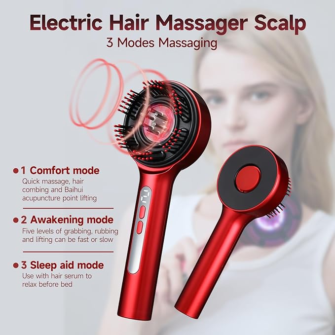3-in-1 Electric Scalp Massage Comb, Hair Oil Applicator, Five-Level Head Scratching, Soothing and Relaxing to Prevent Hair Loss, Portable Home Massage Comb for Men and Women, Ipx7 Waterproof