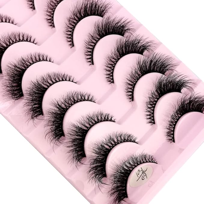 HBZGTLAD New 10 Pairs 3D Mink Lashes False Eyelashes Handmade Wispy Fluffy Long Lashes Natural Eye Makeup Tools Eye Lashes(6DF01)
