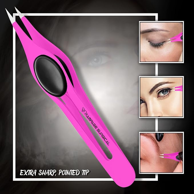 Professional Eyebrow Tweezers Pointed Tip Stainless Steel 2,3xPcs Set, Non-Slip Grip Point Tip Tweezers for Facial Hair, Plucking Removing Ingrown Hairs, Tweezer for Women Men