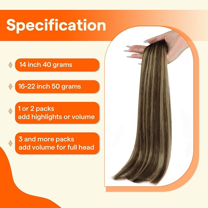 Full Shine U Tip Hair Extensions Dark Brown to Ash Blonde Ombre Brown 14 Inch 40 Grams Keratin Hair Extensions Human Hair Fusion Extensions Remy Hair add Volume
