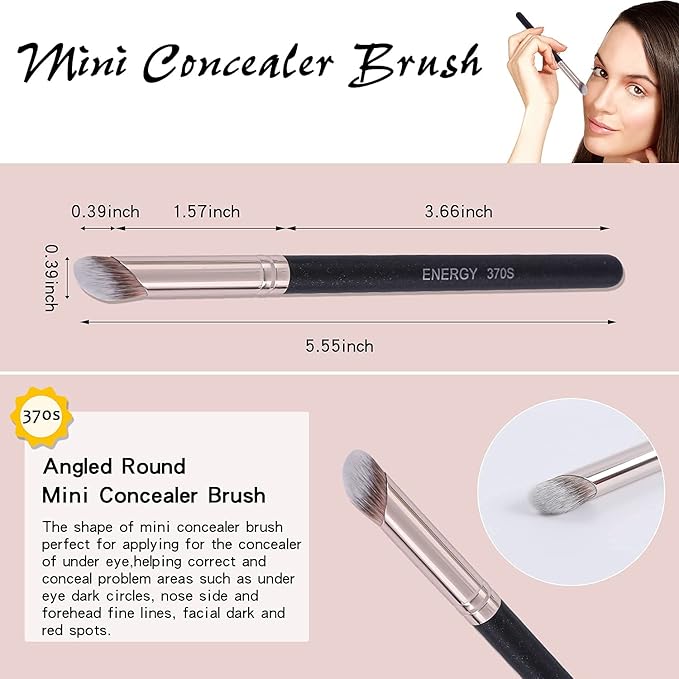 ENERGY Kabuki Foundation Brushes 3Pcs Professional Makeup Brush Set for Setting Powder Foundation Concealer Bronzer Blending with Liquid Cream Foundation Mineral Powder Comsetics with PU pouch