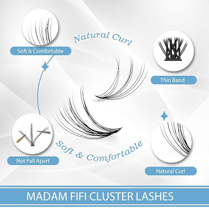 10D & 20D Lash Clusters, DIY Individual Lash Extensions, Soft Reusable Natural Eyelashes, 0.07mm C Curl, Mixed Lengths 8-14mm, Natural Look False Lashes
