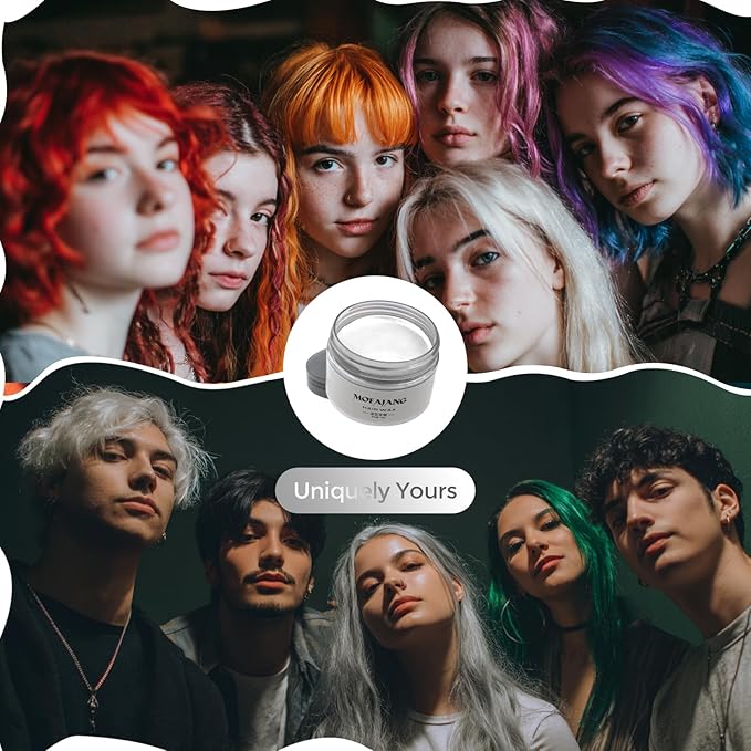 Sliver Gray Temporary Hair Color Wax -SOVONCARE Washable Hair Dye for Men & Women, All-Day Hold Disposable Hair Styling Clays for Party, Cosplay & Daily 4.23 oz