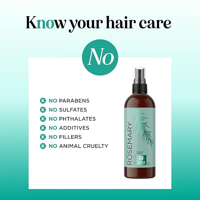 Rosemary Water Spray for Hair & Scalp - Biotin Rosemary Rice Water Spray with Nourishing B Vitamins Ginseng Extract and Peppermint Oil - Dry Hair & Scalp Treatment - Vegan & Cruelty-Free (8 Fl Oz)
