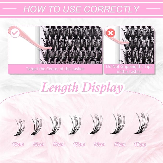 FADLASH DIY Lash Clusters Individual Eyeslash Extension Wispy Natural Look Eyelash Clusters D Curl Reusable Fluffy Eyelash Self Application at Home (40D-0.07D-12-18MIX)