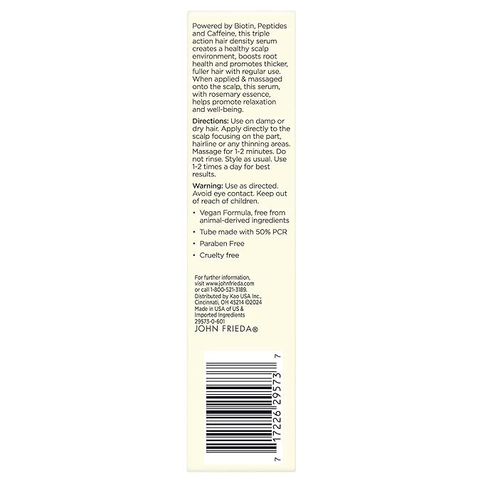 John Frieda ULTRAfiller+ Hair Density Scalp Serum for Fine Hair, Volumizing Hair Serum, Scalp Treatment for Thickening for Women and Men, 2 Oz